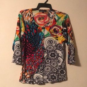 Multicolored Size Large Mirror Image Cardigan